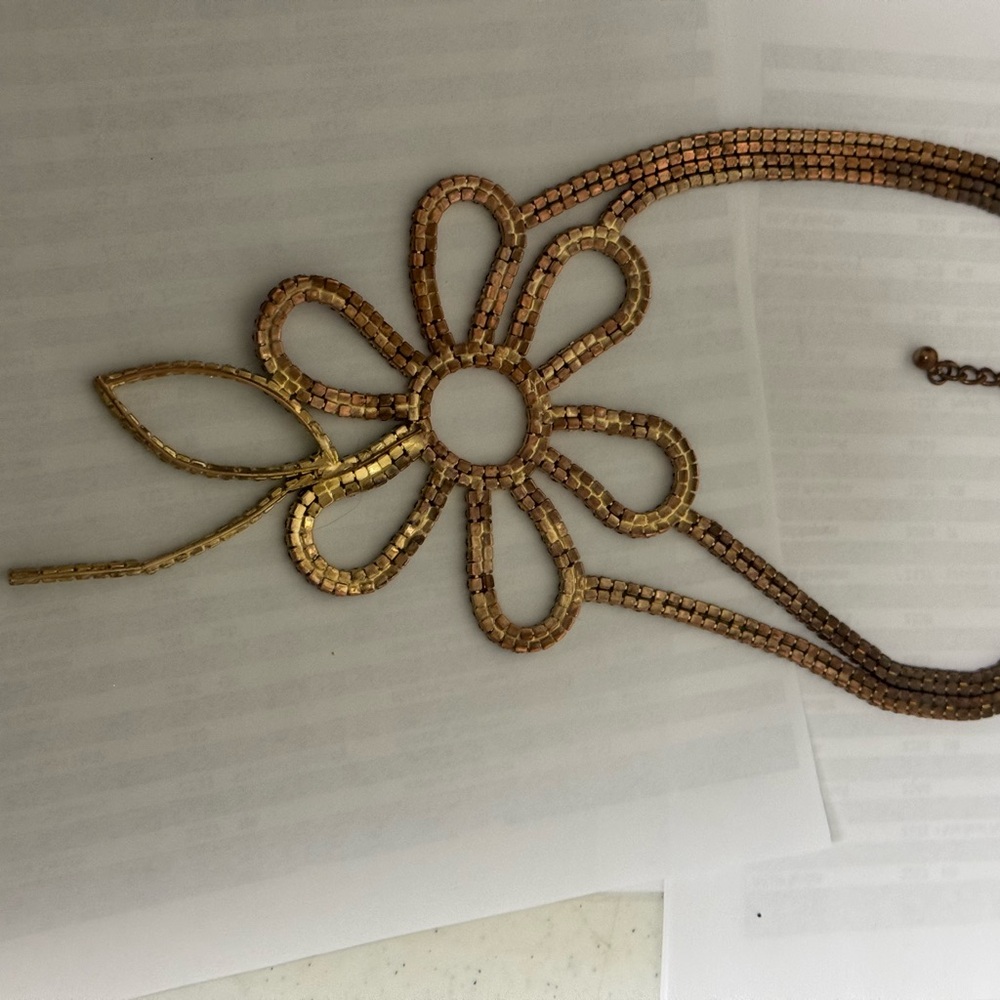 Zara Pink and Green Crystal Flower Necklace - Picture 4 of 4